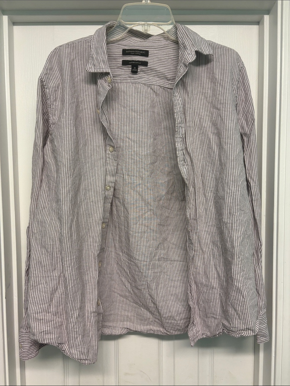 Banana Republic Men’s Striped Shirt - linen/cotton blend